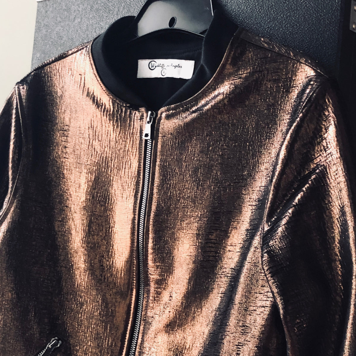 A Rock-star Bomber Jacket: Laser Cut Metallic Italian Leather