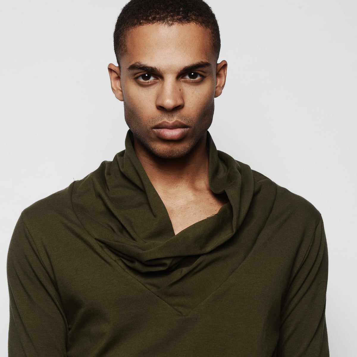 wickliffe.la stephan draped shirt army green menswear st. patrick's day